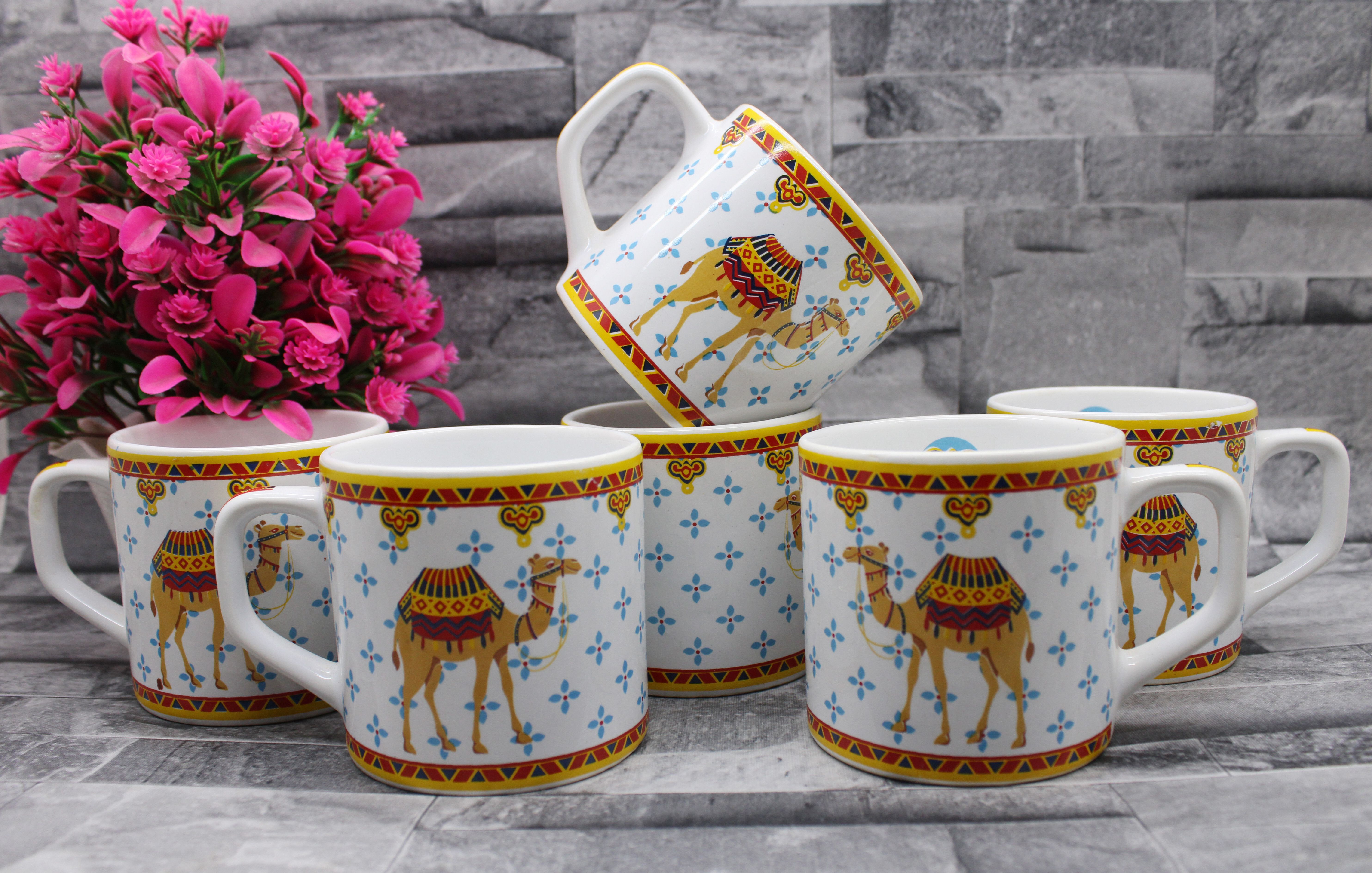 laghima jadon Pack of 6 Ceramic Tea/Coffee Beautiful Desert Camil Round Shape Crafting 200 ML-picture-21