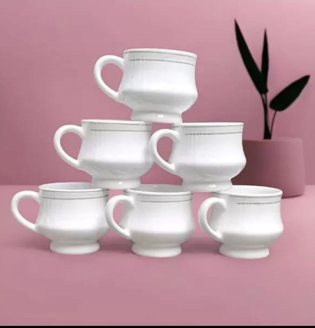 Pack of 6 Ceramic, Bone China Premium Quality Small Size white Mona tea cup set-image-47