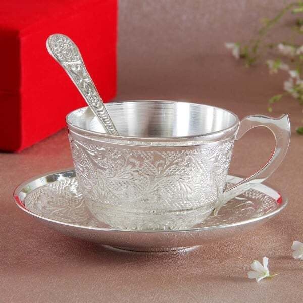 being nawab Pack of 2 Silver Plated silver plated cup saucer-picture-17