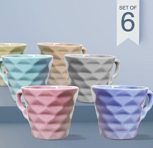 aav world Ceramic DIAMOND MULTI CERAMIC CUPS(6 CUPS SET)-picture-23