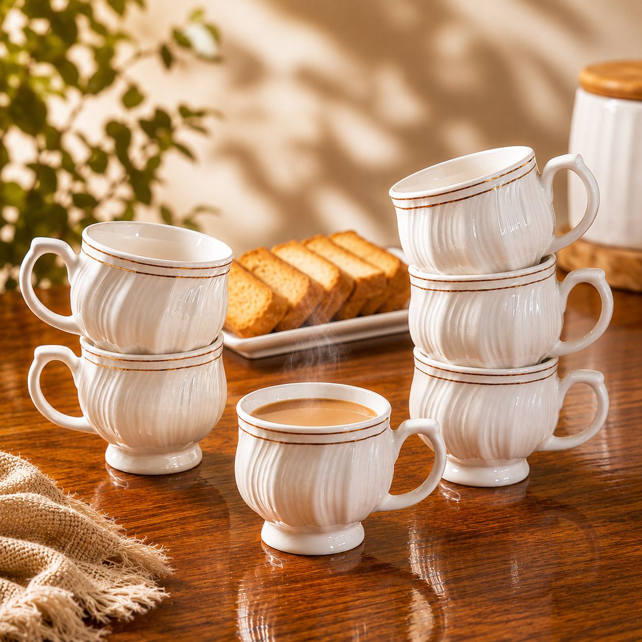 d'maiolica Pack of 6 Ceramic, Bone China Tea Cups Set of 6 | Coffee Mugs for Home Office, perfect for gifting-picture-26