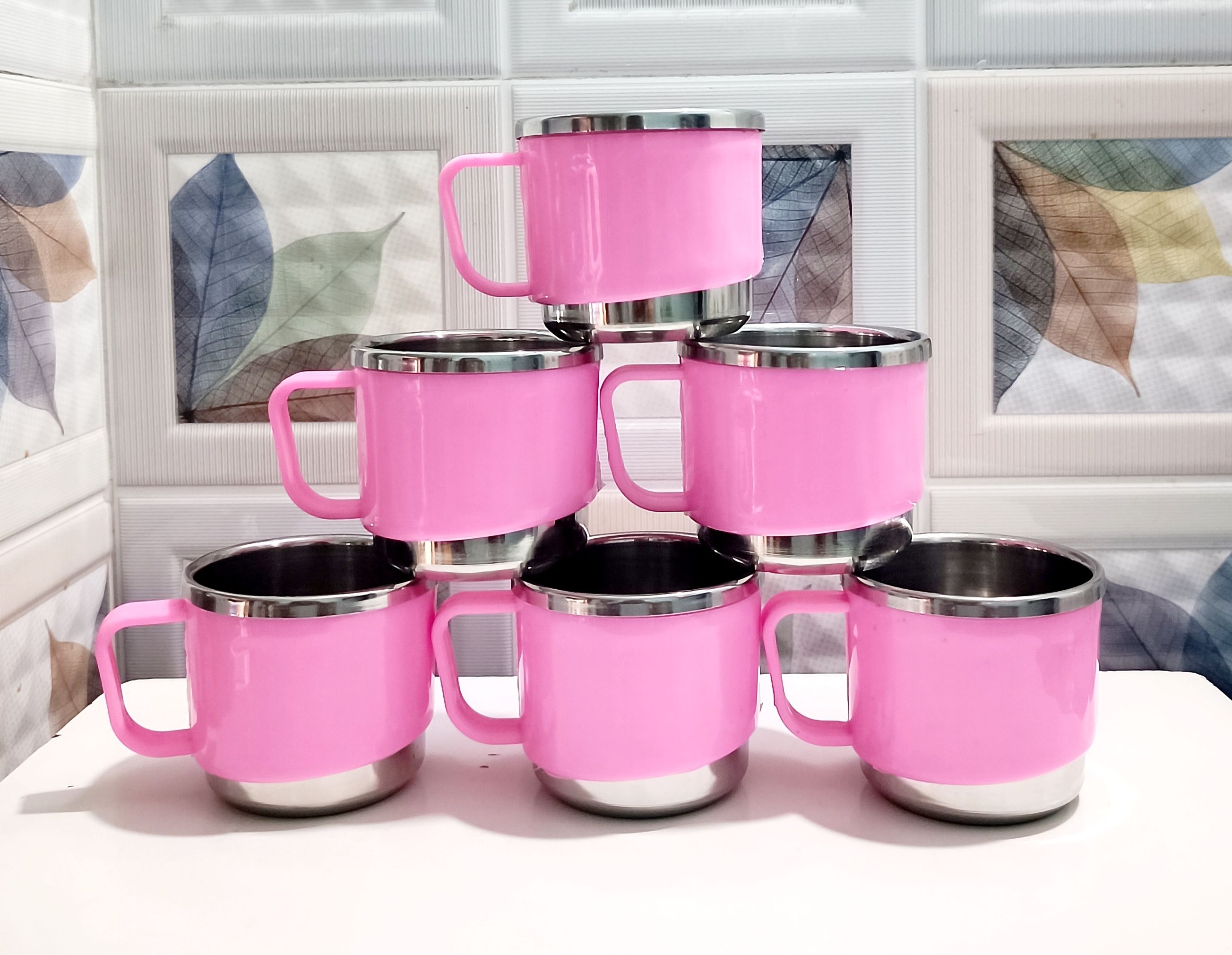 Pack of 6 Stainless Steel, Plastic Classic Tea cups | Stainless Steel tea cup set of 6 | Outer Plastic | Coffee Mug-image-23