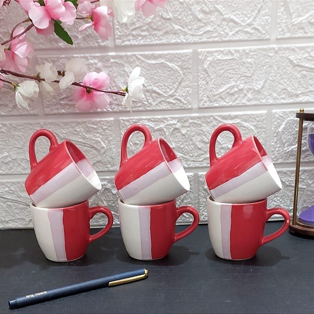 aav world Ceramic RED DOUBLE shed CUP (6 CUPS SET)-picture-38