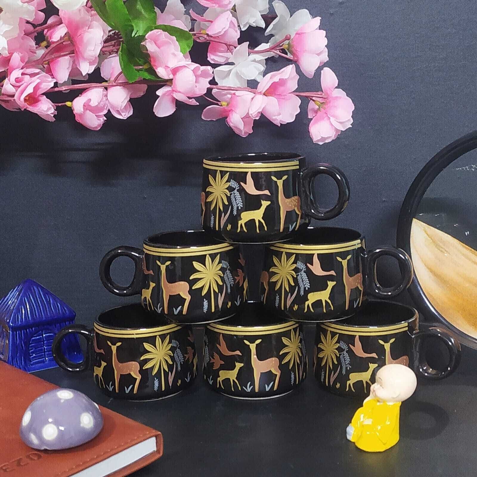 aav world cup Pack of 6 Ceramic Z Black Copper Deer Tea Cup In Ceramic (6 Cups Pack)-picture-31