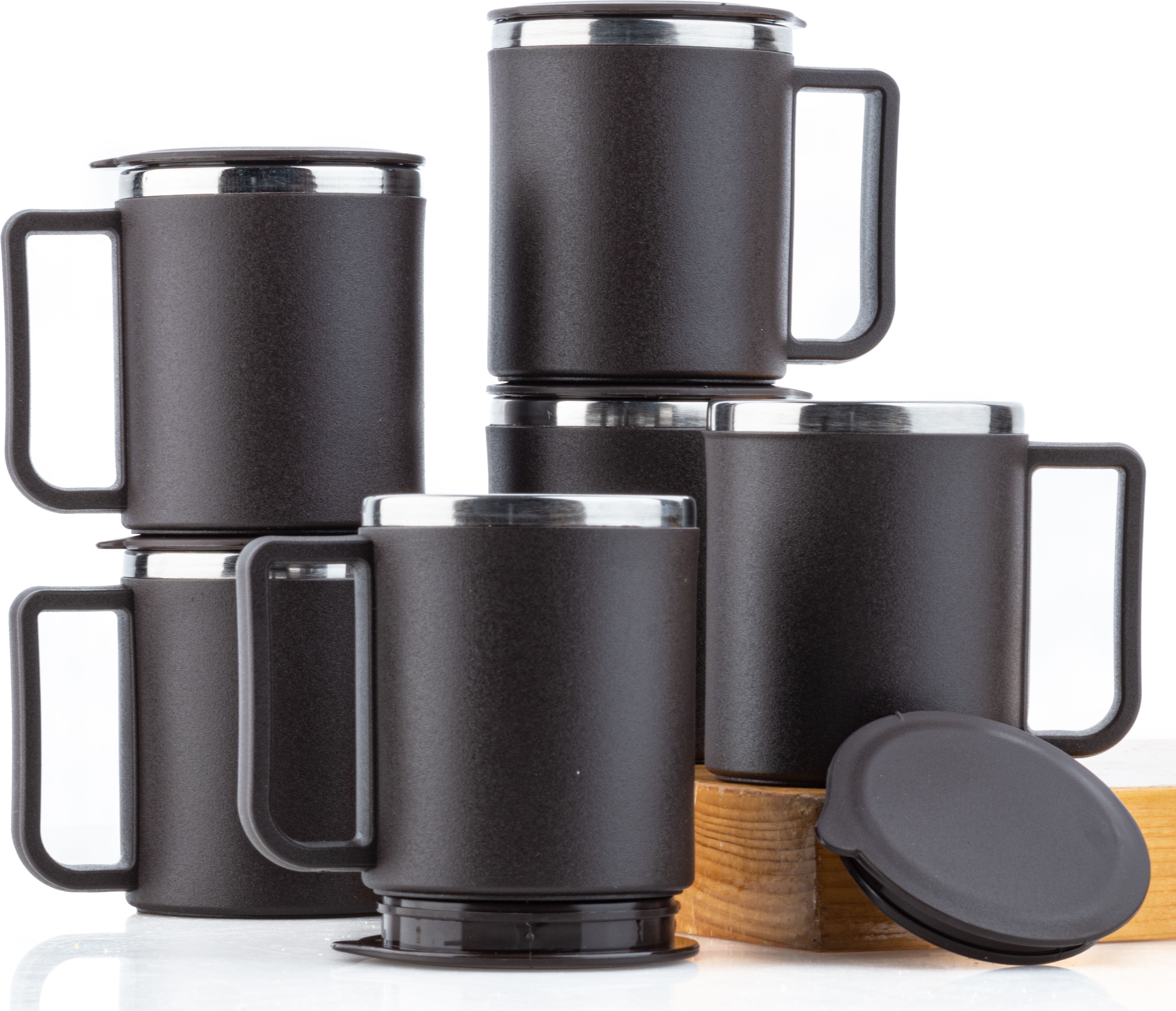 grenee Pack of 6 Stainless Steel, Plastic coffee mug lid for tea, coffee with handle-picture-22