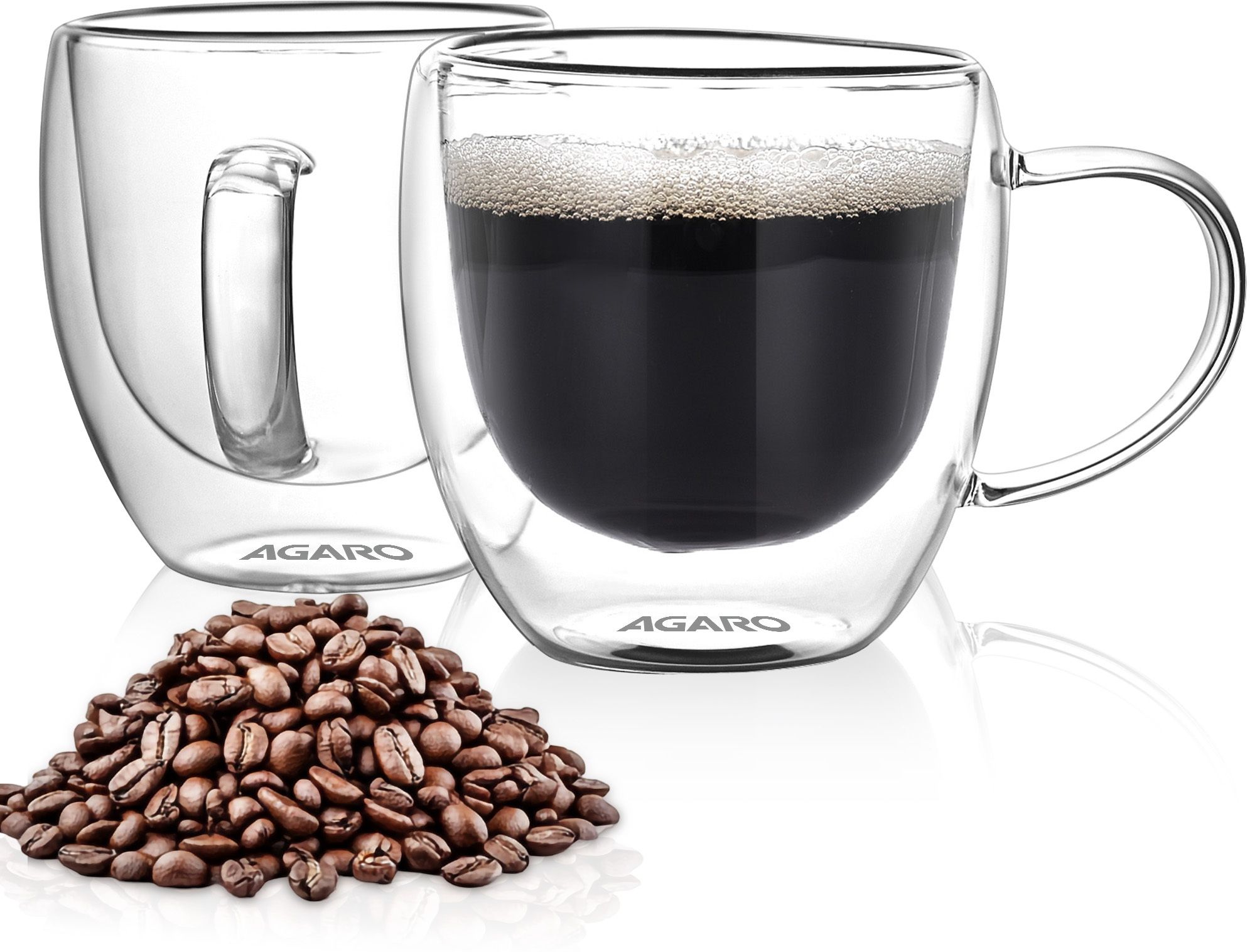 agaro Pack of 2 Glass Elite Double Wall Glass Cups 250ml, Premium Borosilicate glass, Heat Resistant-picture-18