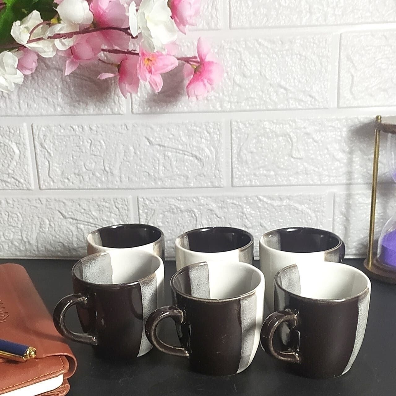 aav world Pack of 6 Ceramic Black U shaped TEA CUP-picture-26