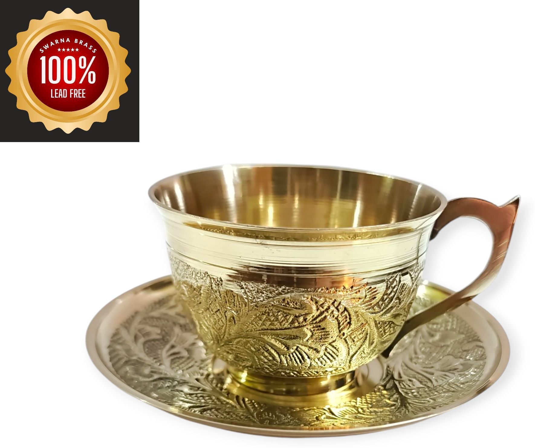Pack of 1 Brass Premium Pure Brass Cup and Saucer Set of 1 – 125ml | Elegant Tea Cup Plate Set-image-19