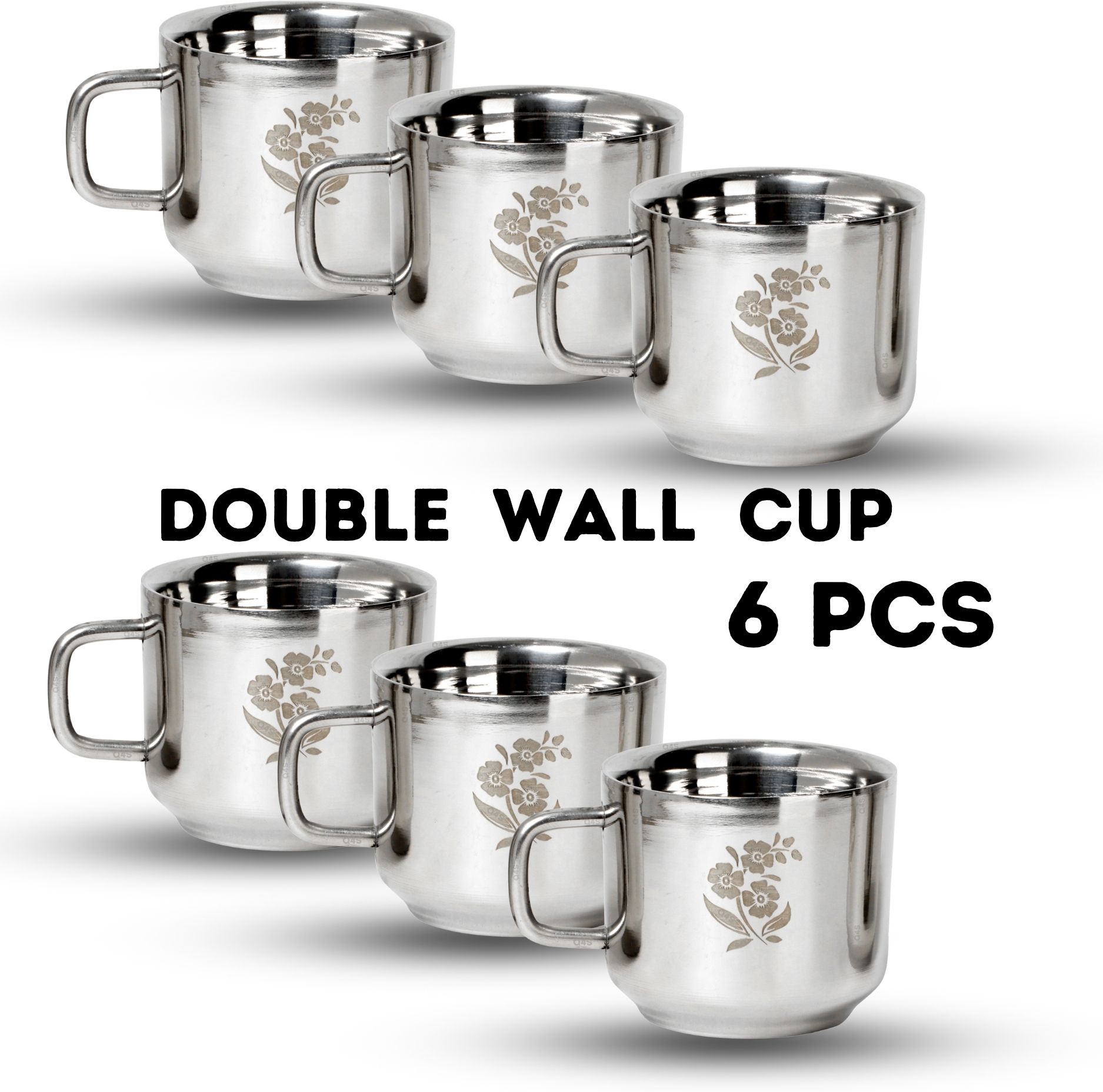 Pack of 6 Stainless Steel cups for tea coffee double wall cups insulated cup for tea hot drinks keep warm