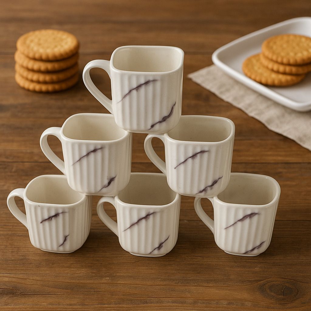 pack of 6 bone china tea cups set of 6 | coffee mugs for home office, perfect for gifting