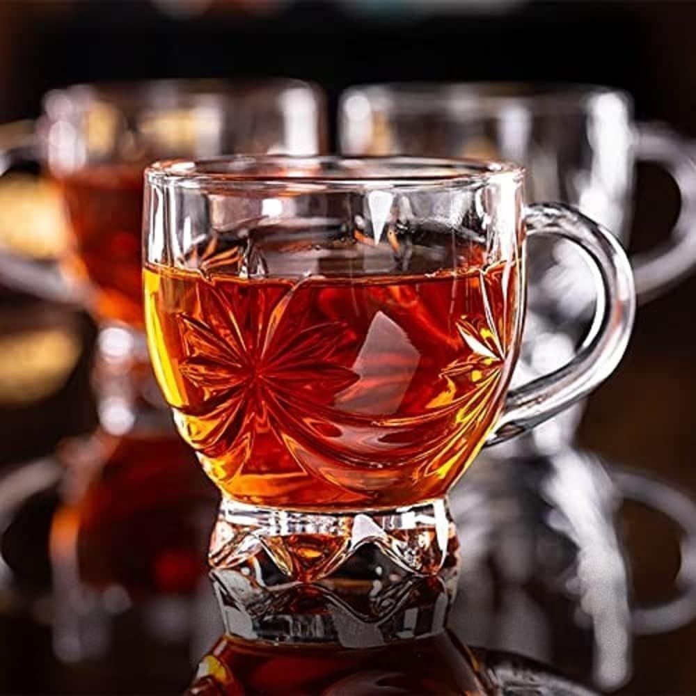 vd global Pack of 6 Glass Premium Glass Tea & Coffee Mug Collection – Modern Transparent Glass Cups-picture-20