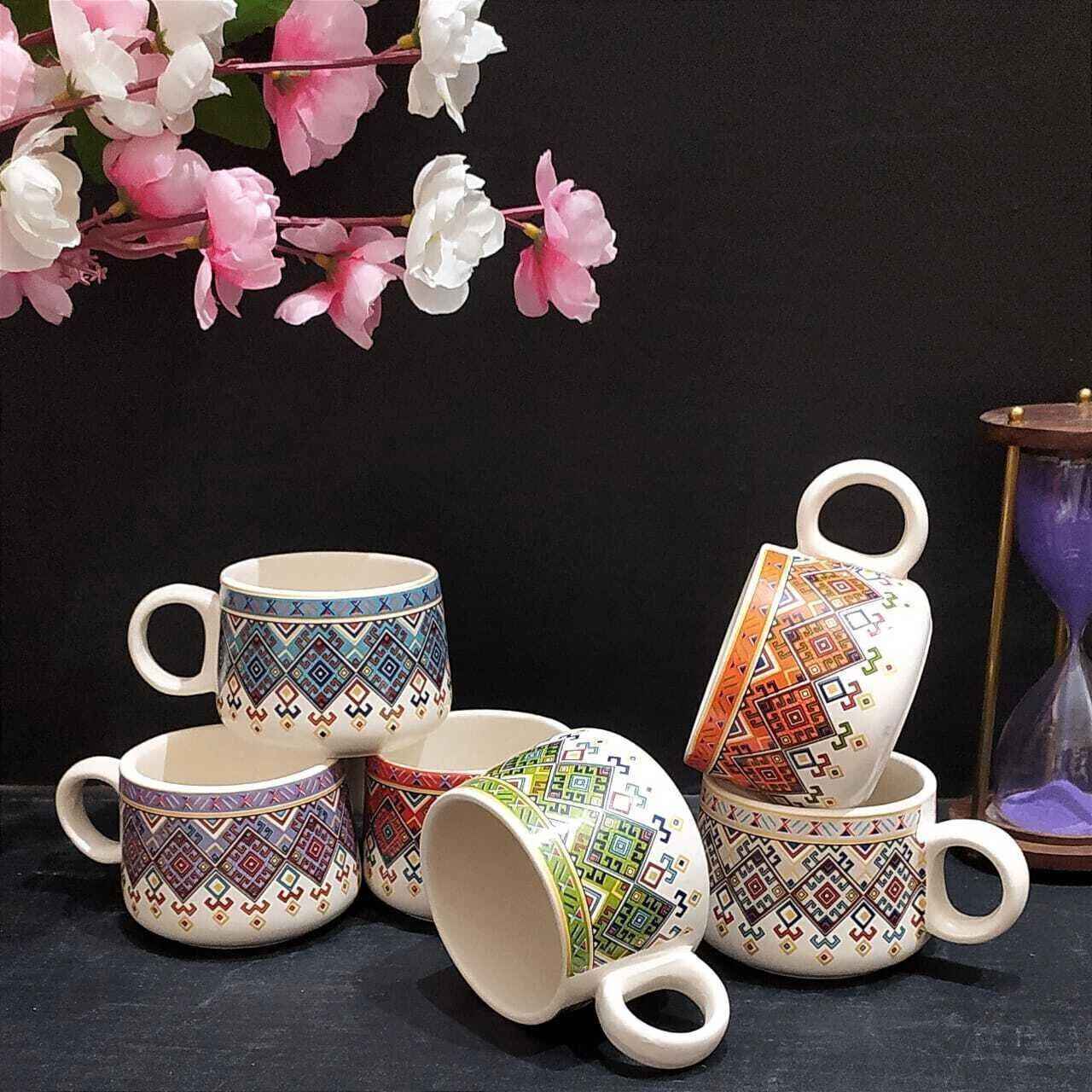 aav world cup Pack of 6 Ceramic carpet no-7 tea cup set in ceramic-picture-42