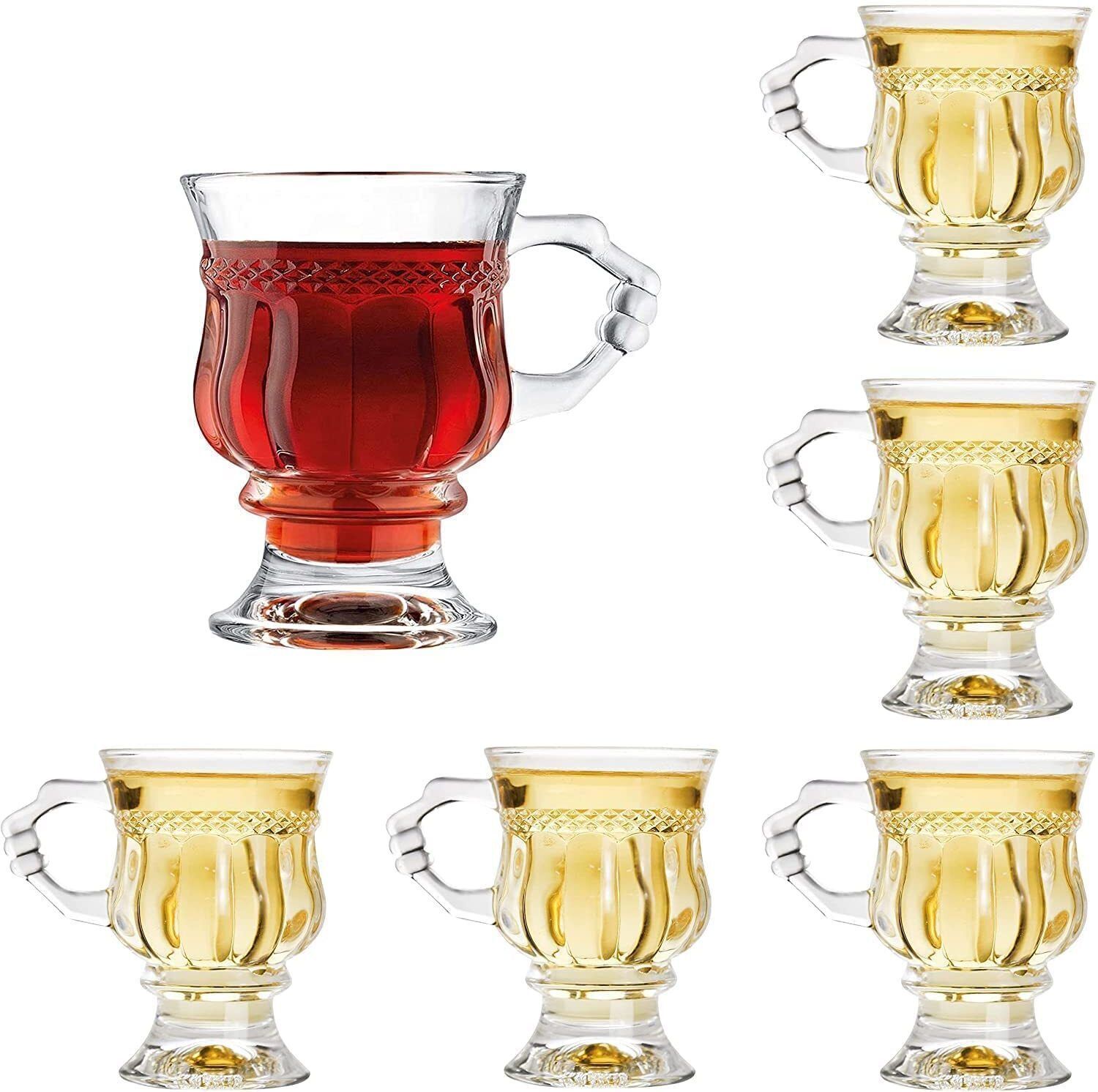 rameshwasrstore Pack of 6 Glass Glass Coffee Mugs with Handle Clear Tea Cup Set-picture-23