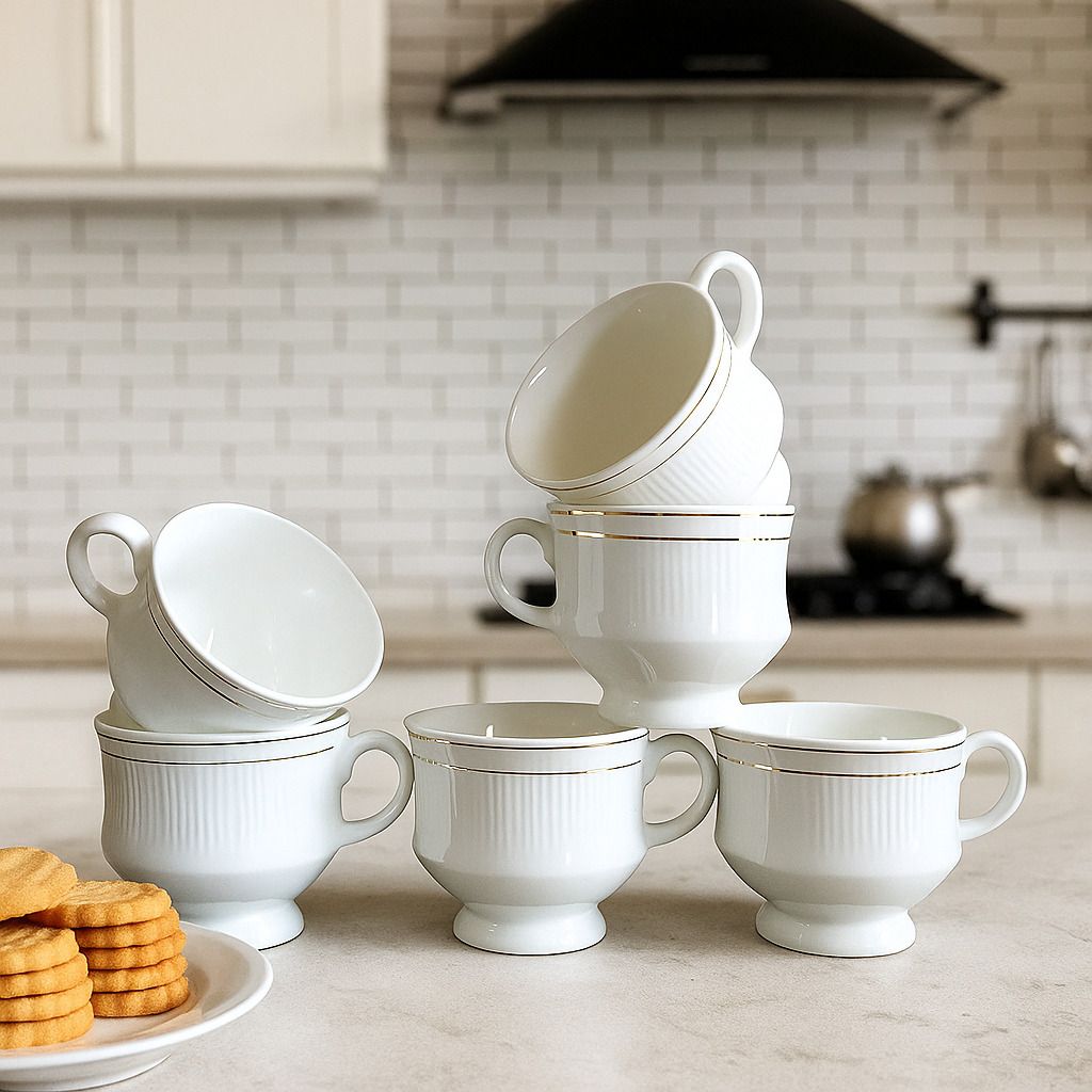 ccd's Pack of 6 Bone China Tea Cups Set of 6 | Coffee Mugs for Home Office, perfect for gifting-picture-43