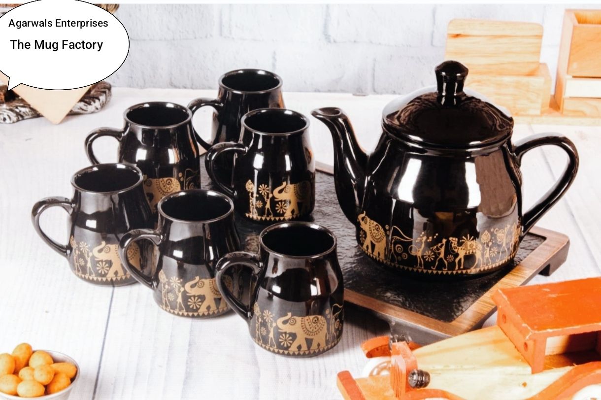 Pack of 7 Ceramic Flash can black morning set