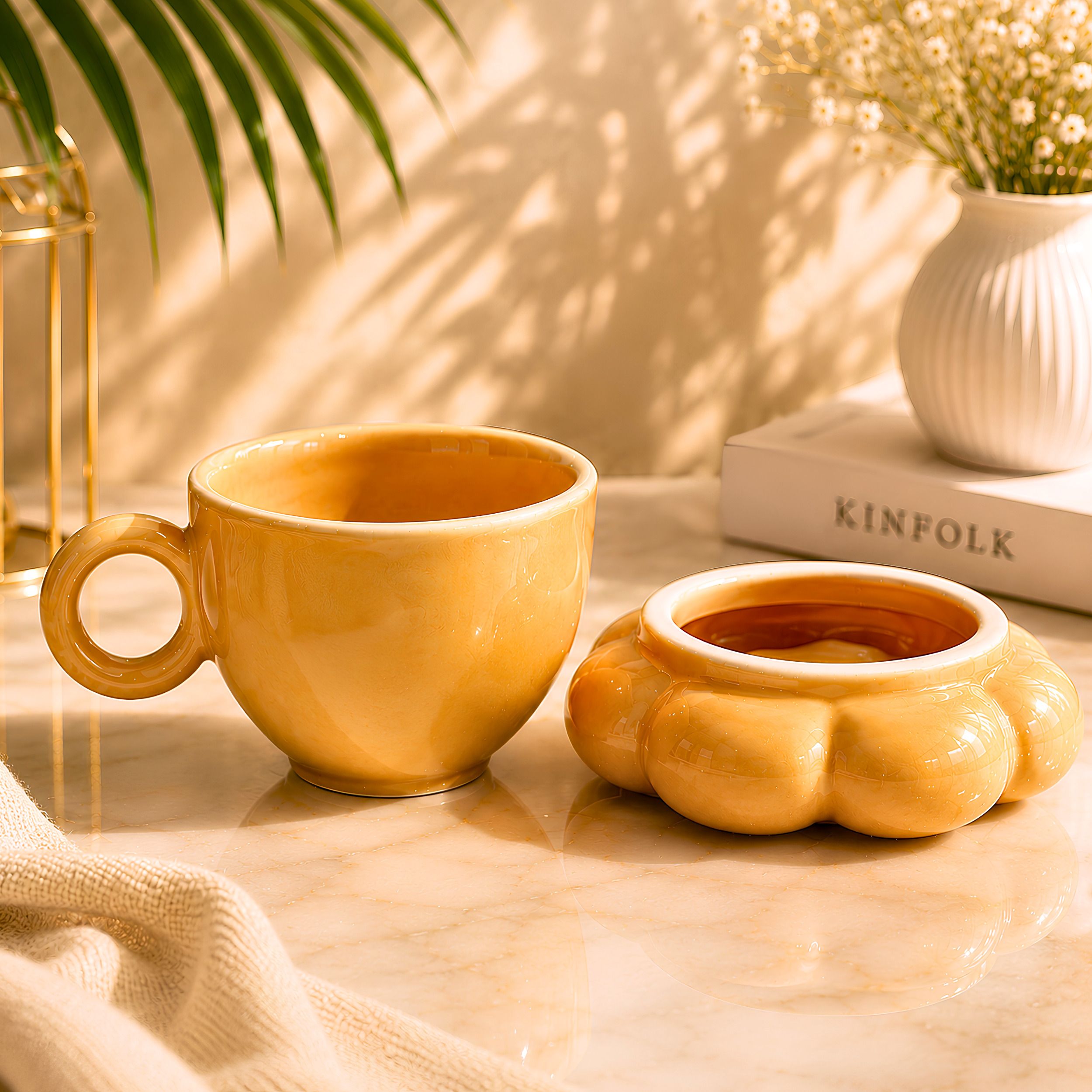 devlink Pack of 2 Ceramic Cup And Saucer Set |Tea Cup Set | Paw Shaped Saucer-picture-45