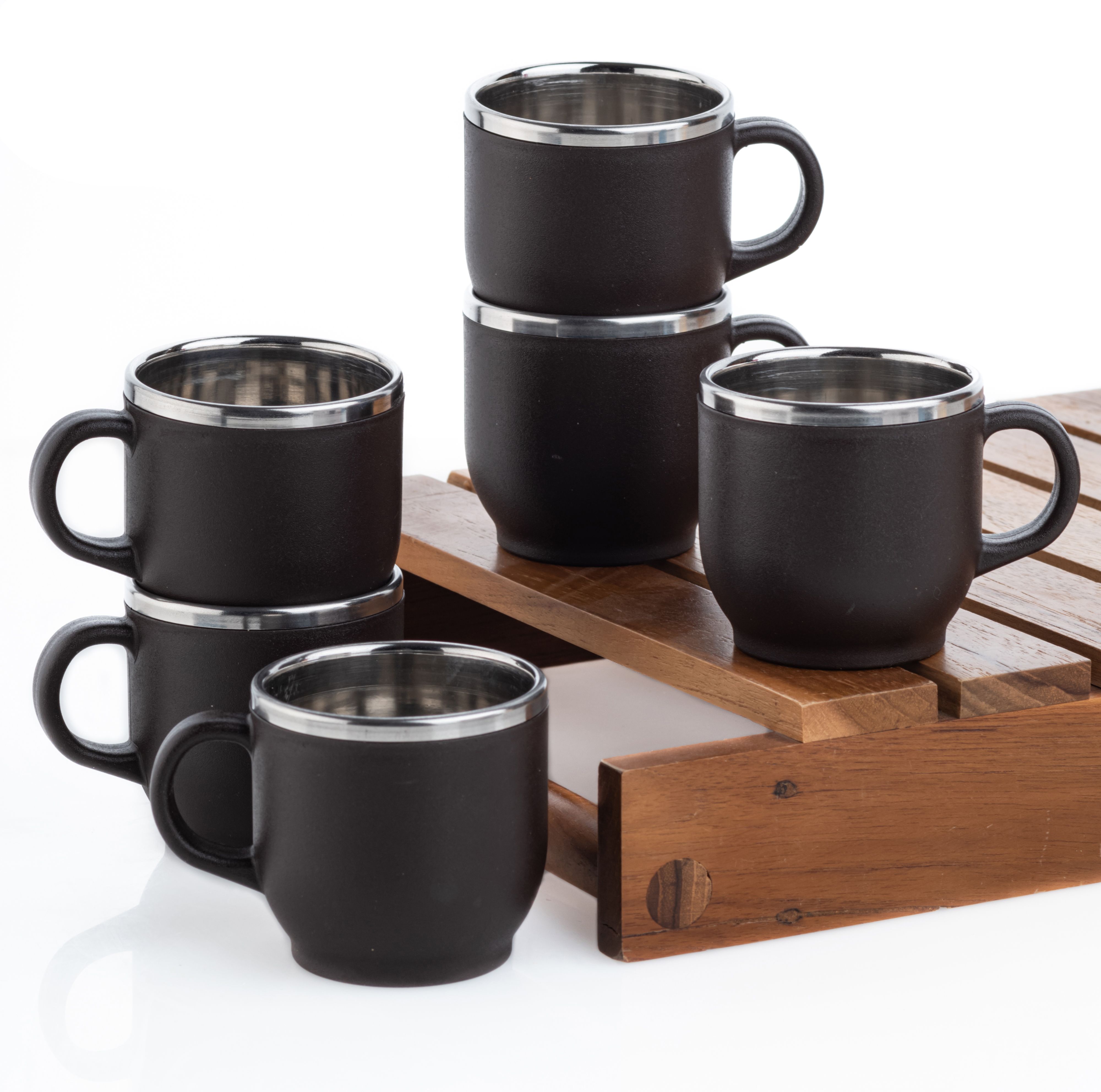 grenee Pack of 6 Stainless Steel, Plastic SMALL cup set for tea-picture-21