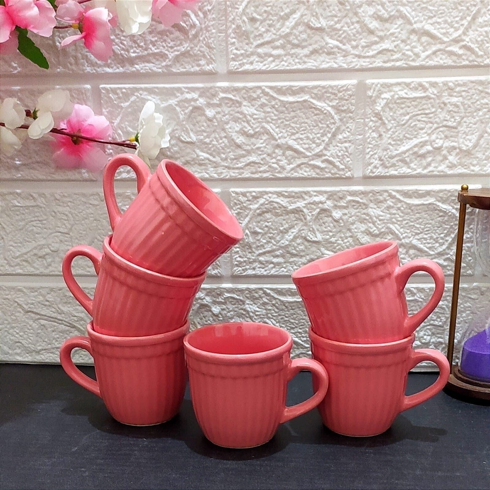 Ceramic Blossom pink tea cups-image-2