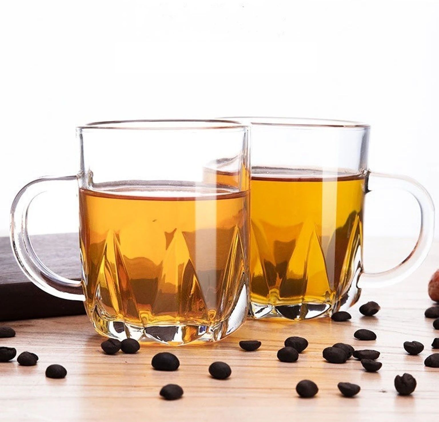 indusbay Pack of 2 Glass Premium Glass Tea and Coffee Mug Glass Cups with Handle-picture-12