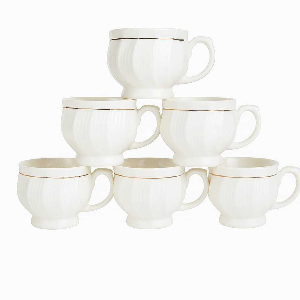 Pack of 6 Ceramic SUPREME CUTLERY Premium white Tea Cups-image-32
