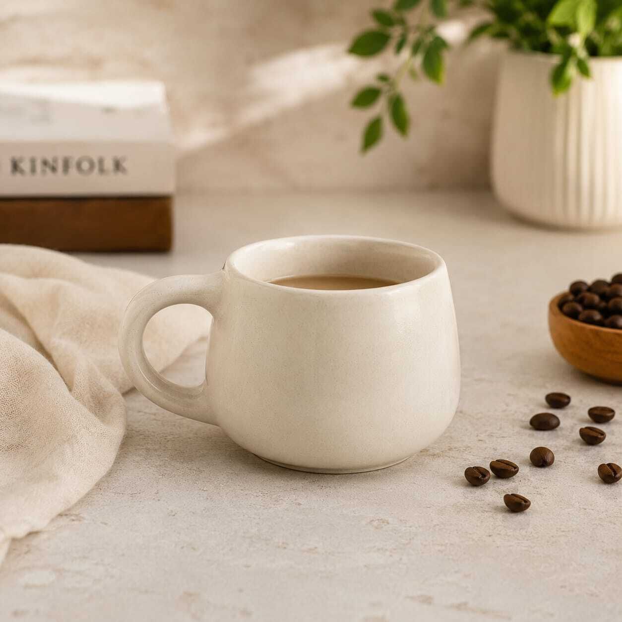 Pack of 1 Ceramic AGV Ivory Matte Ceramic Coffee Mug | Minimalist Tea & Coffee Cup-image-3