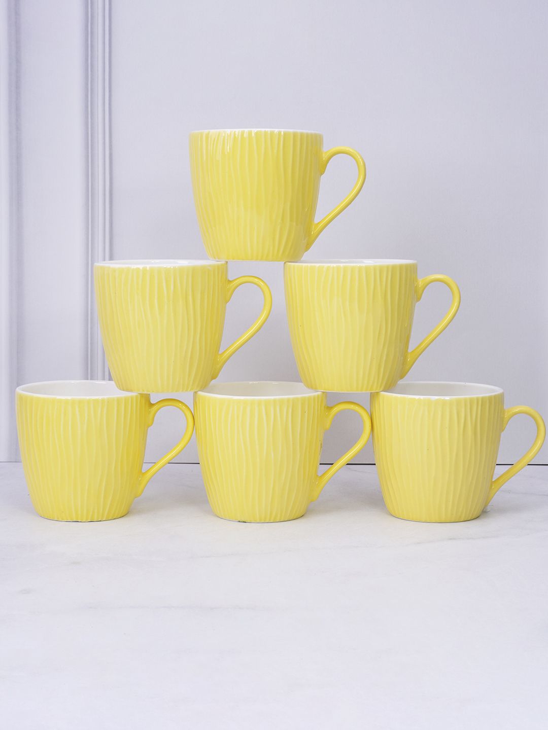 u.p.c. Pack of 6 Bone China Embossed Color series, Blue coffee Mug Fine Bone China tableware, Made of Fine Bone China, Light, Cup Set for-picture-15
