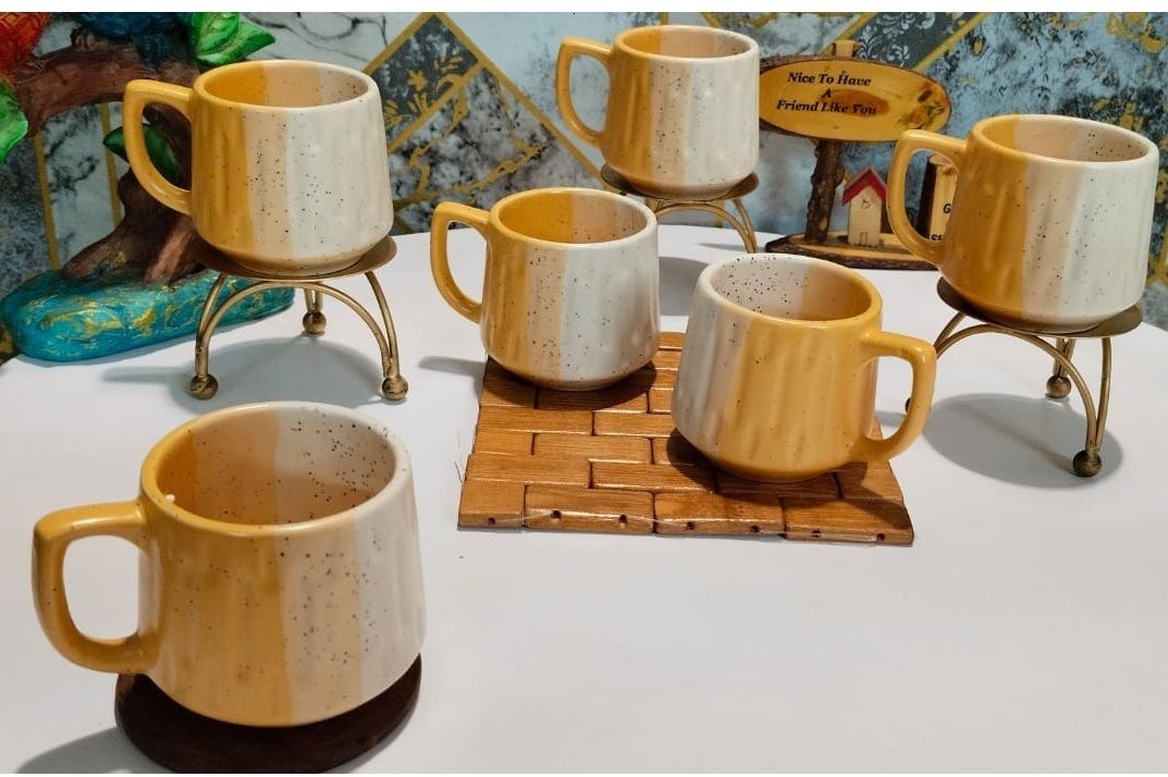7 elevan' Pack of 6 Ceramic Premium Stoneware Ceramic Coffee/tea cup set (150 ml, Pack of 6)-picture-28