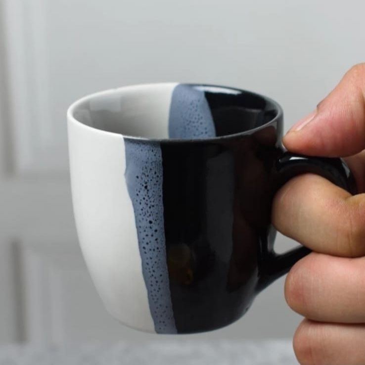 aav world Pack of 6 Ceramic BLACK U SHAPE TEA CUP-picture-30