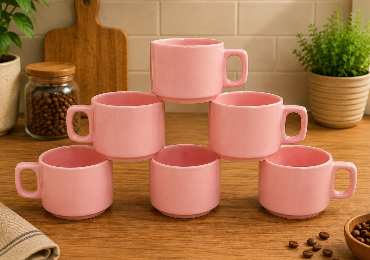 Pack of 6 Ceramic Tea & Coffee Mug Glossy Finish Cups Hotelware Cup for Home & Office 150 ML-image-32