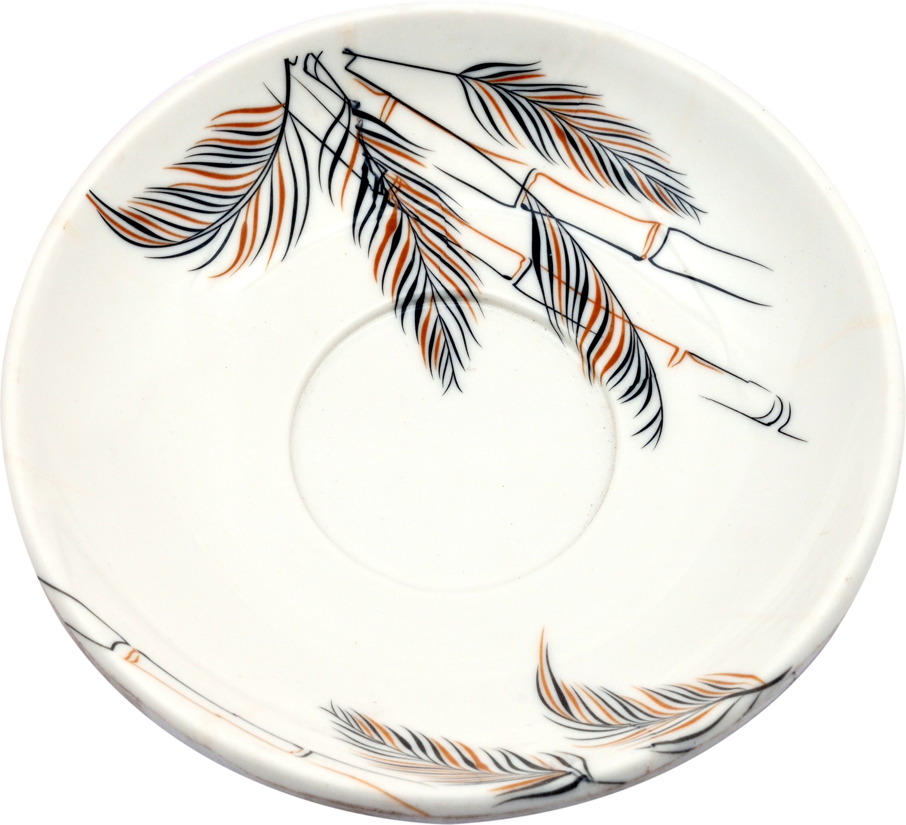 fiza Pack of 6 Melamine Elegant Feather Design Ceramic Cup Saucer | Printed Tea & Coffee Saucer-picture-12
