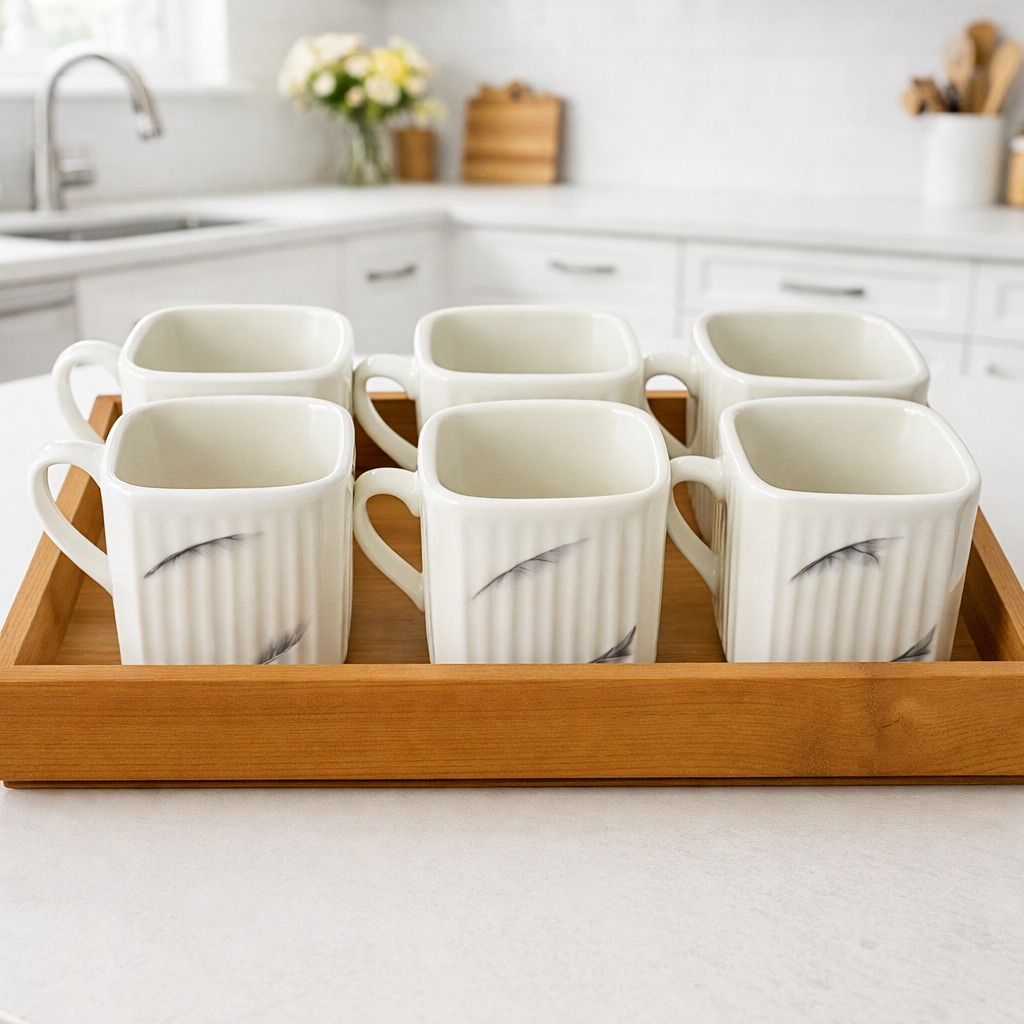 Pack of 6 Bone China Premium Tea coffee Cups Set of 6 | Coffee Mugs for Home Office