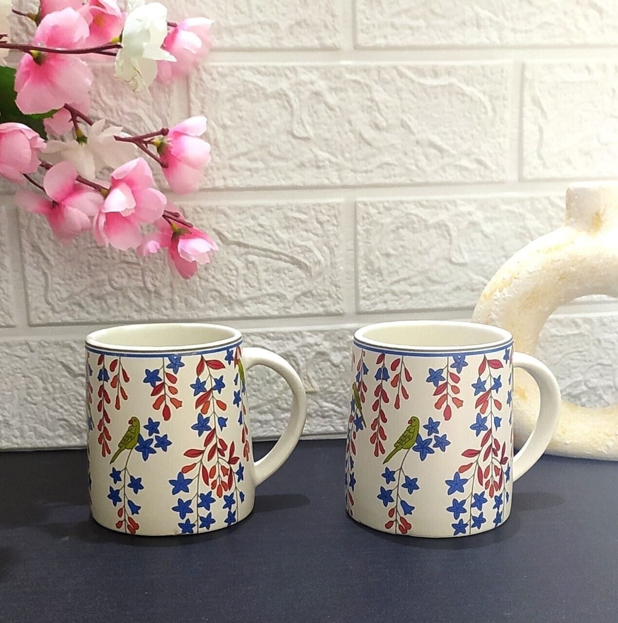 Ceramic BLOSSOM SWEET LEAF DESIGN MUG SET-image-26