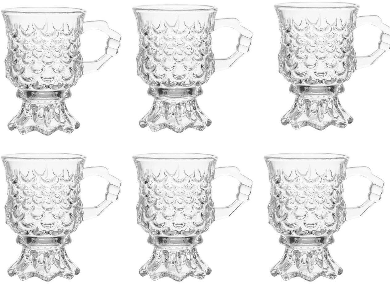 chika Pack of 6 Glass Clear Glasses Tea Cups Set for Coffee, Mug, Milk, Hot & Cold Beverage Teas Cup-picture-19