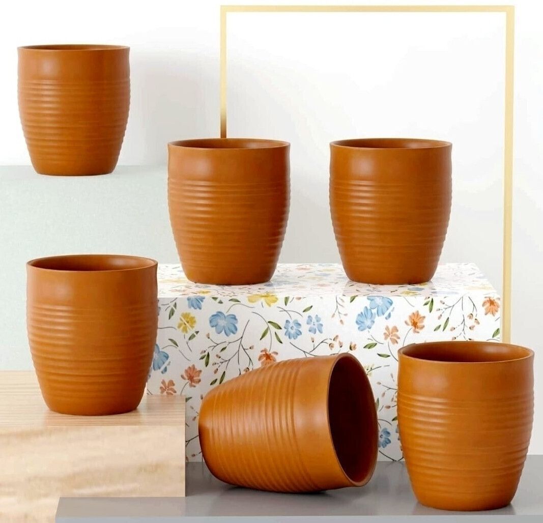 aav world Pack of 6 Ceramic BROWN RING DESIGN KULLHAR IN CERAMIC-picture-35