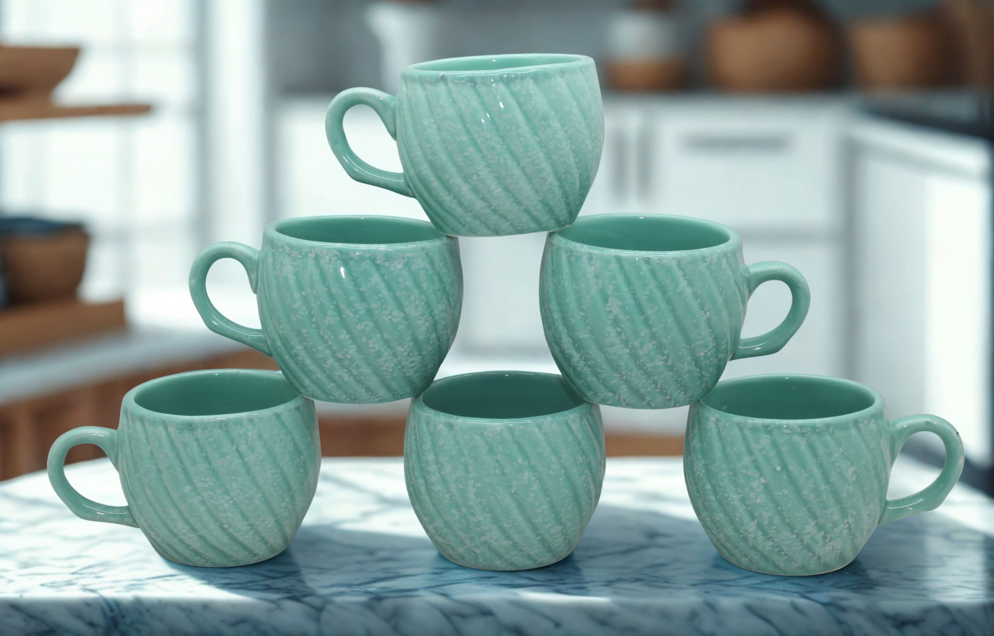 laghima jadon Pack of 6 Ceramic Tea/Coffee Kuliya Cups Marble Texture Cup Beautiful Design Regular Use 120 ML-picture-10