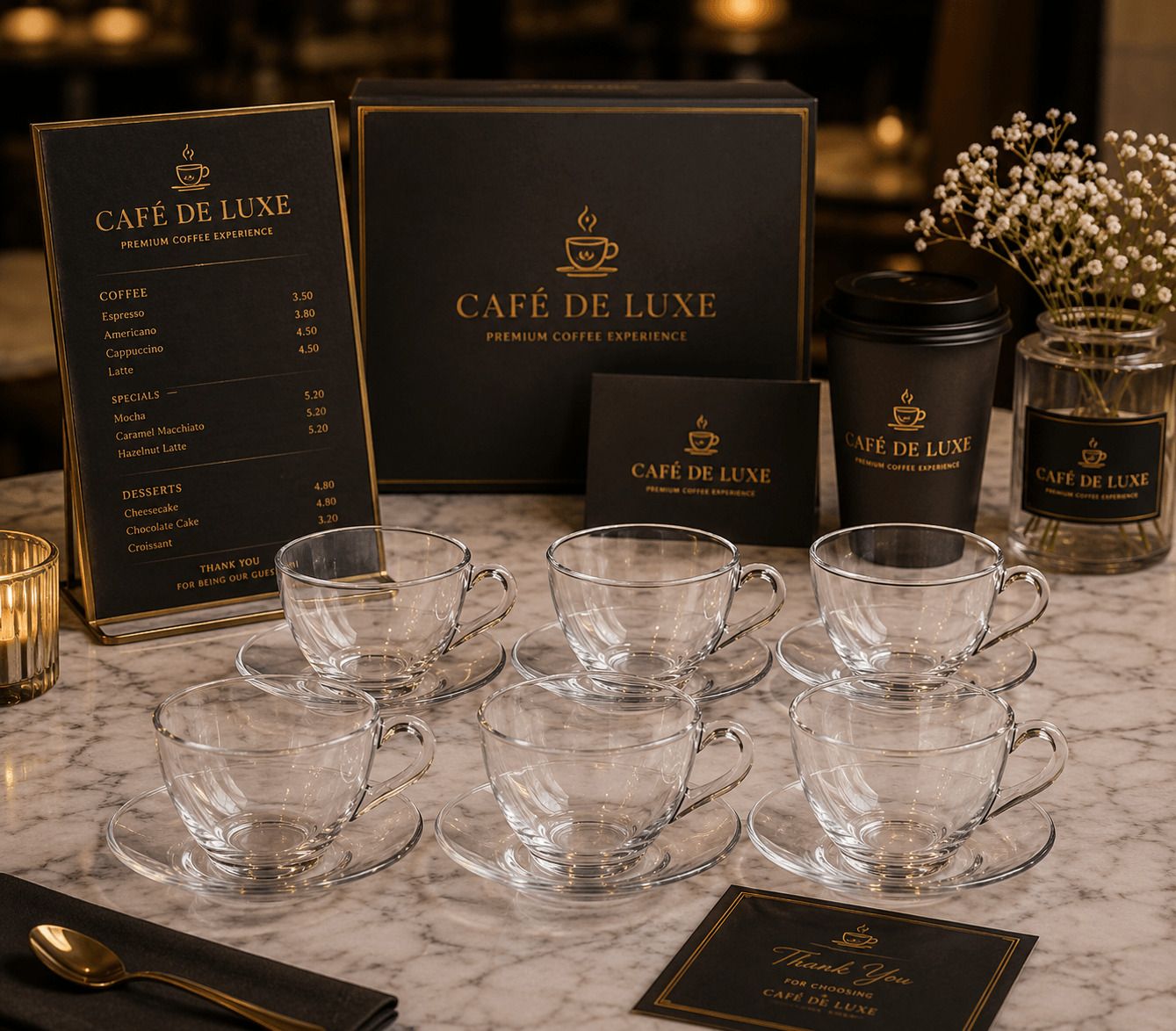 s1store Glass Clear Glass Tea Cup and Saucer Set 6 Cups 6 Saucers for Cafe Model 51-picture-34