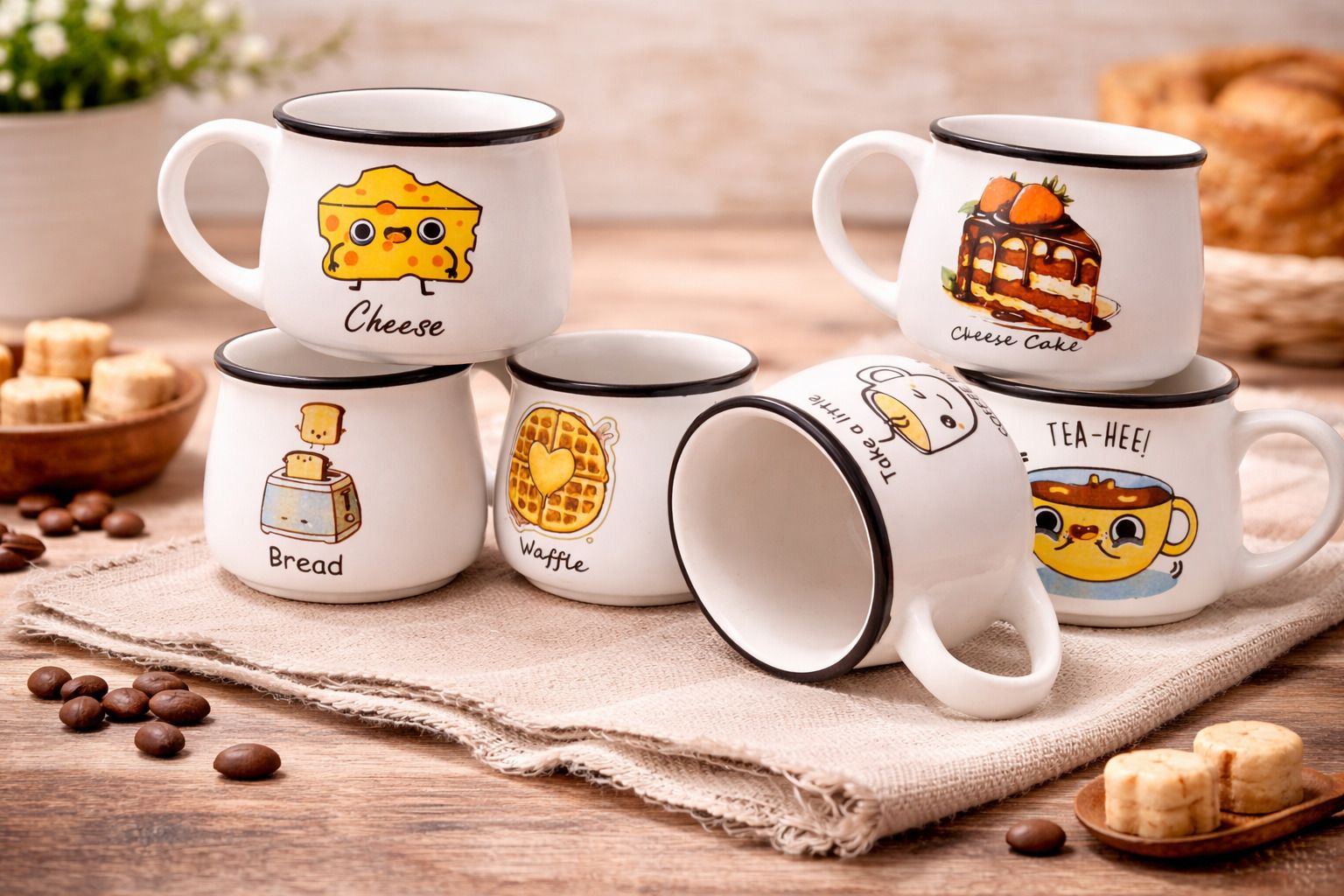 Pack of 6 Ceramic Cute Printed Ceramic Coffee & Tea Cups| Microwave & Dishwasher Safe-image-17