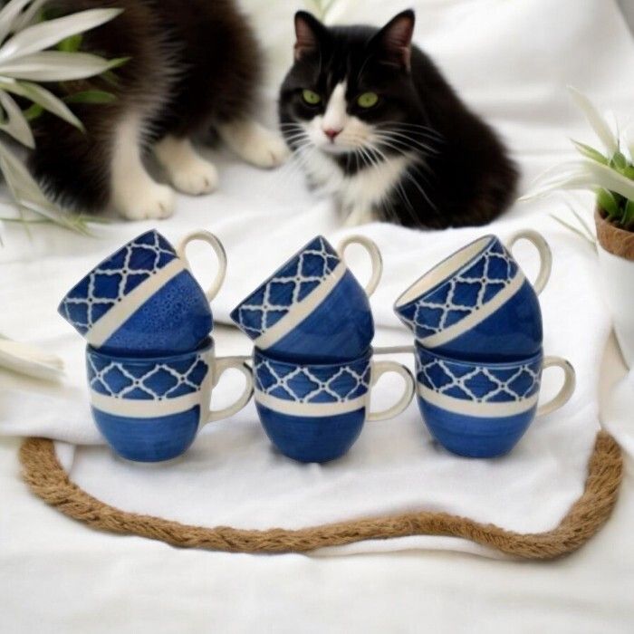 ktcestore Pack of 6 Ceramic 294 Ceramic Mat/Glossy Finish Tea and Coffee Cups with 150 ml Set of 6 Pcs-picture-11