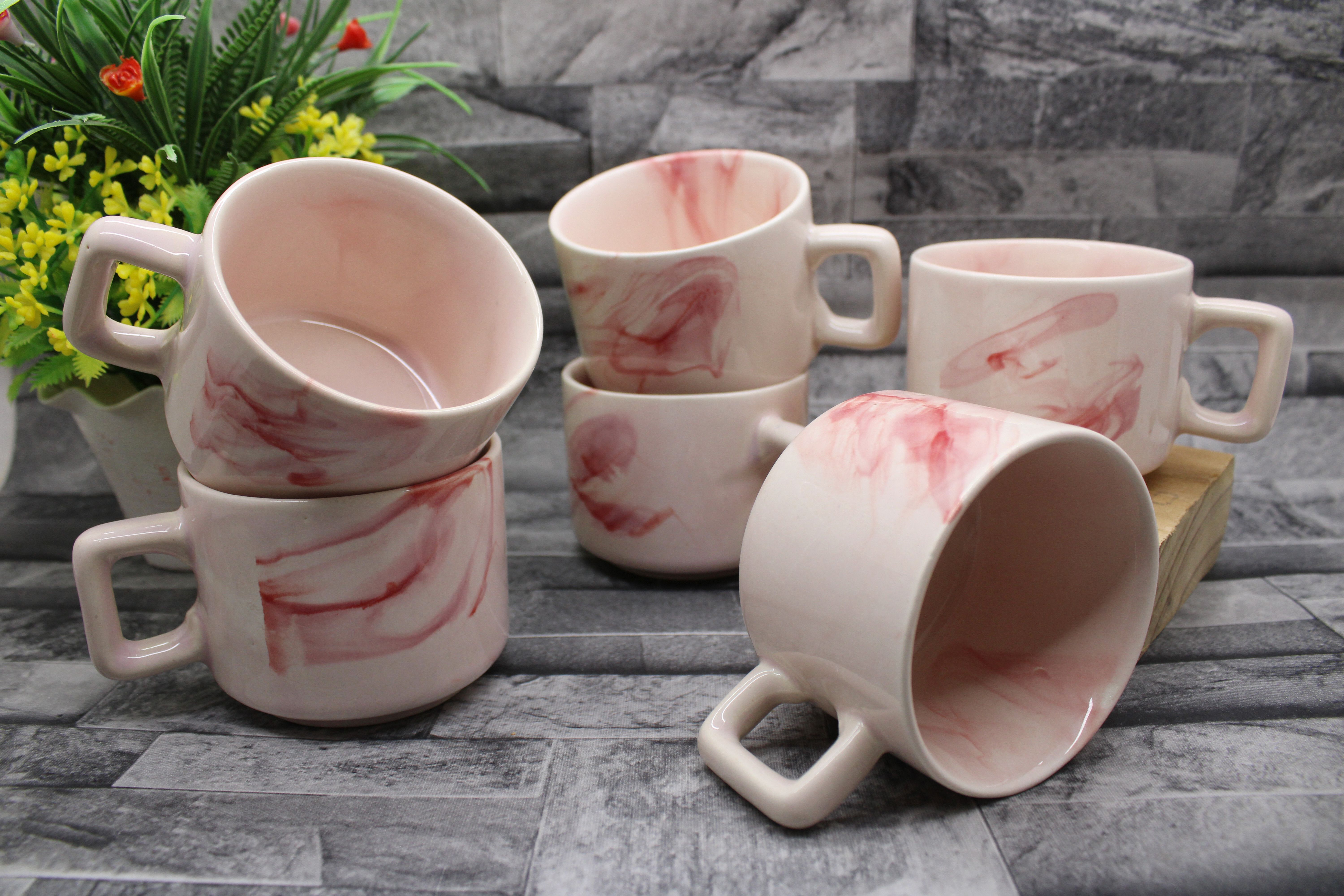 laghima jadon Pack of 6 Ceramic Coffee Cups & Tea Hotel Cup Round shape 130ML Crockery Set Ideal for Daily Use-picture-33