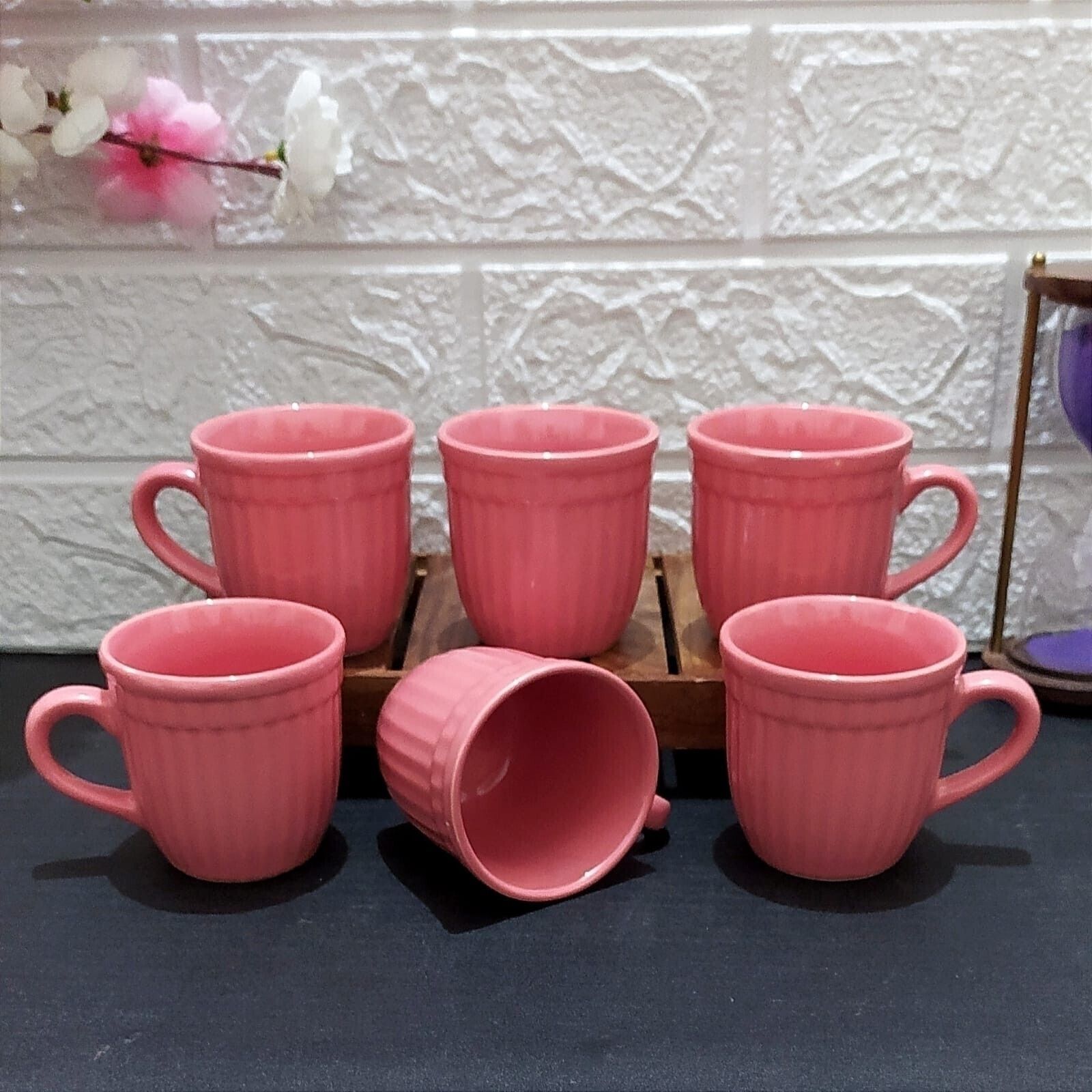 aav world Pack of 6 Ceramic BLOSSOM PINK BEAUTIFUL TEA CUP-picture-36