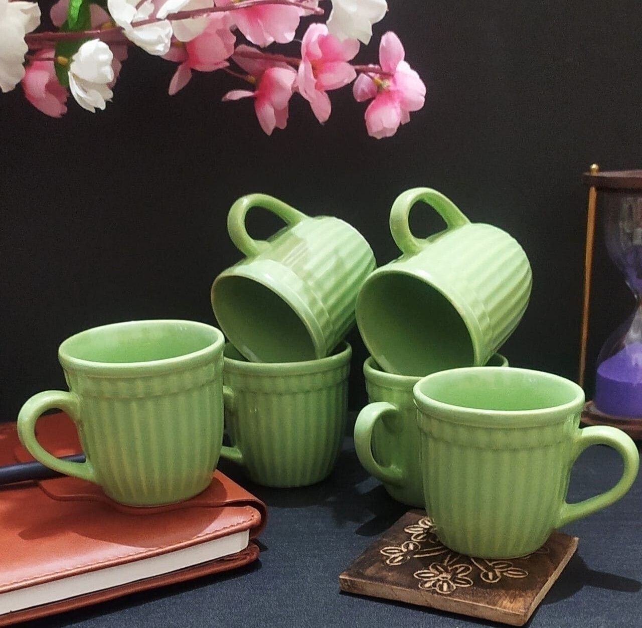 Ceramic GREEN PLAIN IN LINE TEA CUP-image-6