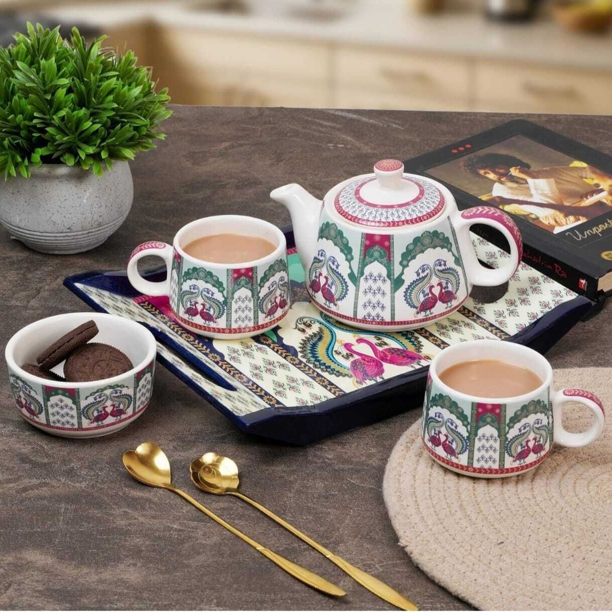 aav world Ceramic sukoon PEACOCK WITH TEA CUP and plate-picture-48