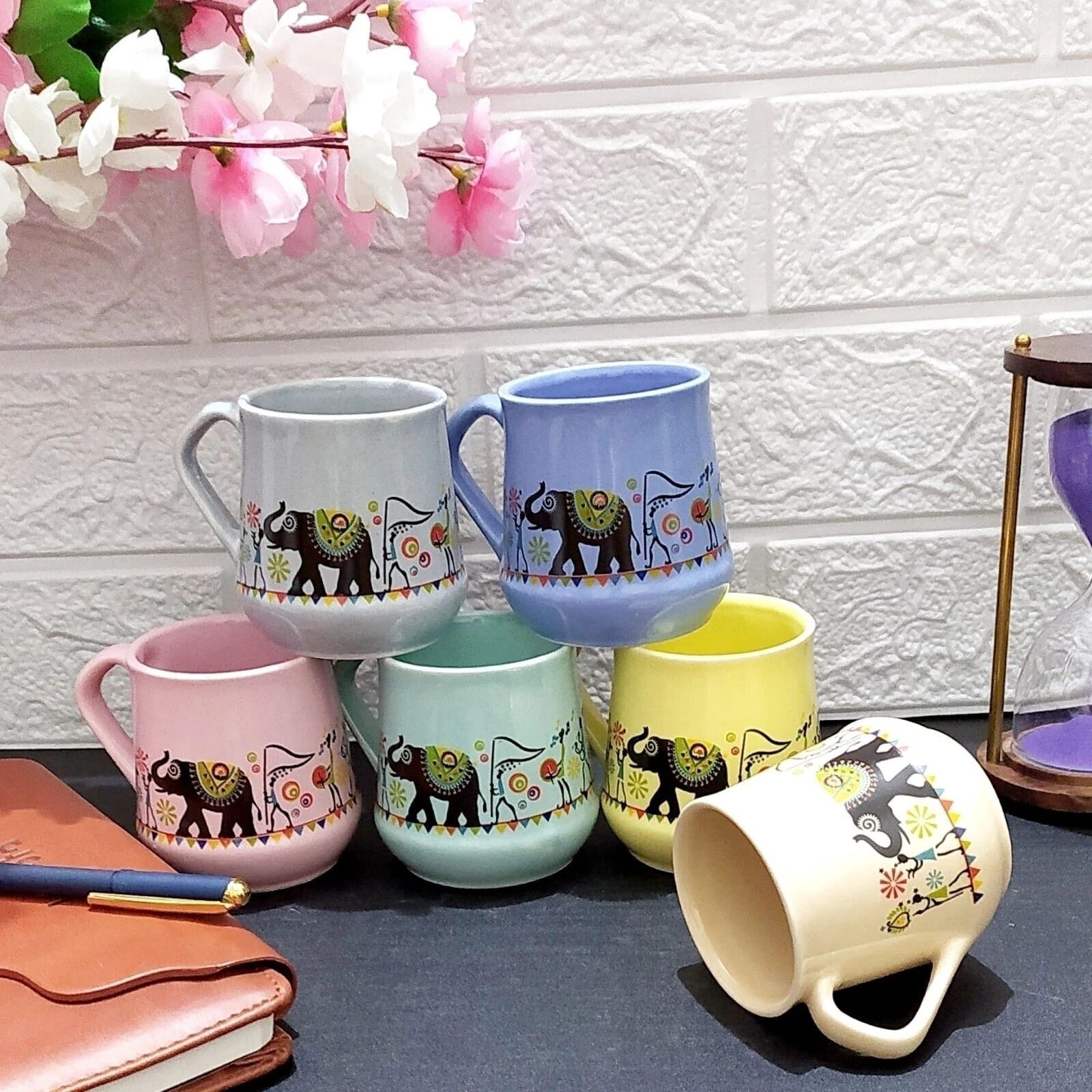 Pack of 6 Ceramic MULTI DESIGN CAMEL ELEPHANT ART-image-1