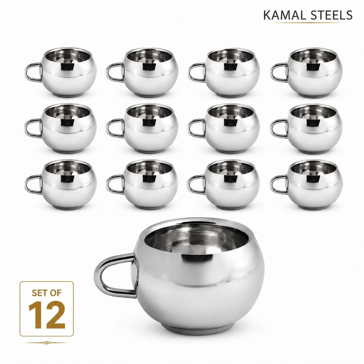 kamalsteels Pack of 12 Stainless Steel Matka cup-picture-40