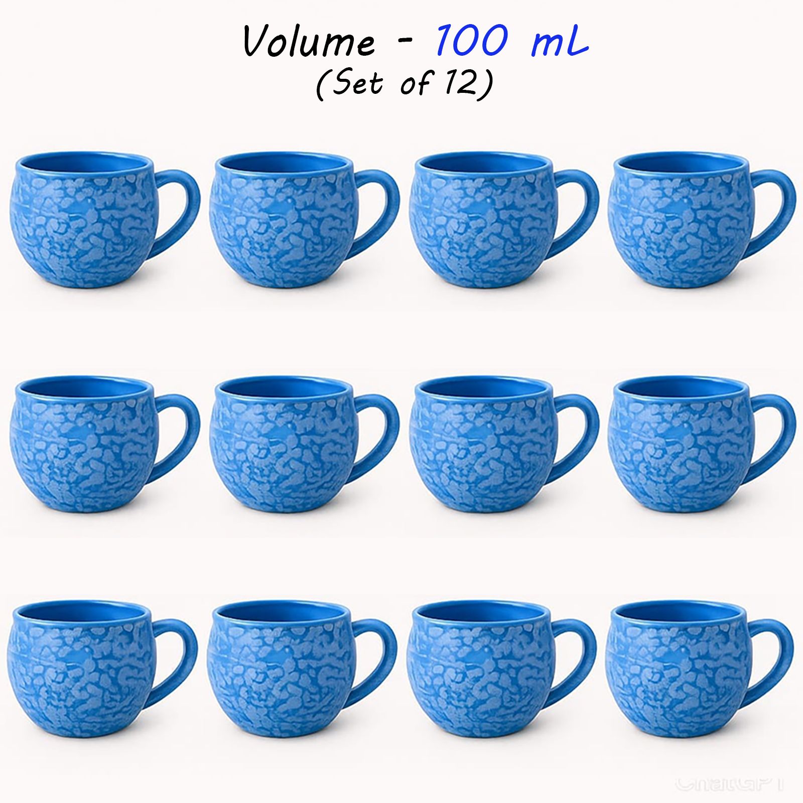 Pack of 12 Ceramic Blue Kuliya Shape Tea Coffee Cups Set of 12, Small Ceramic Tea/Chai/Coffee Mugs-image-26