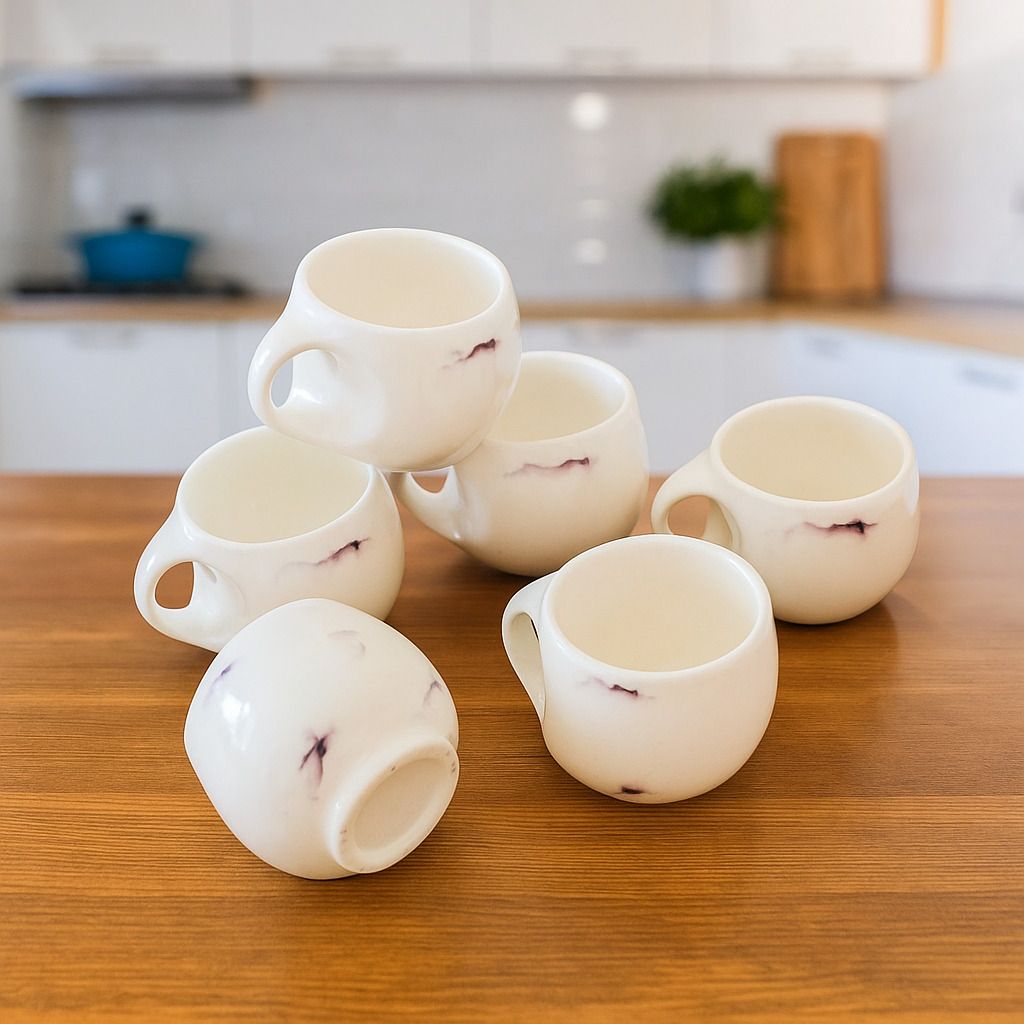 Pack of 6 Bone China White Shape Tea Cups Set of 6 | Coffee Mugs for Home Office-image-8
