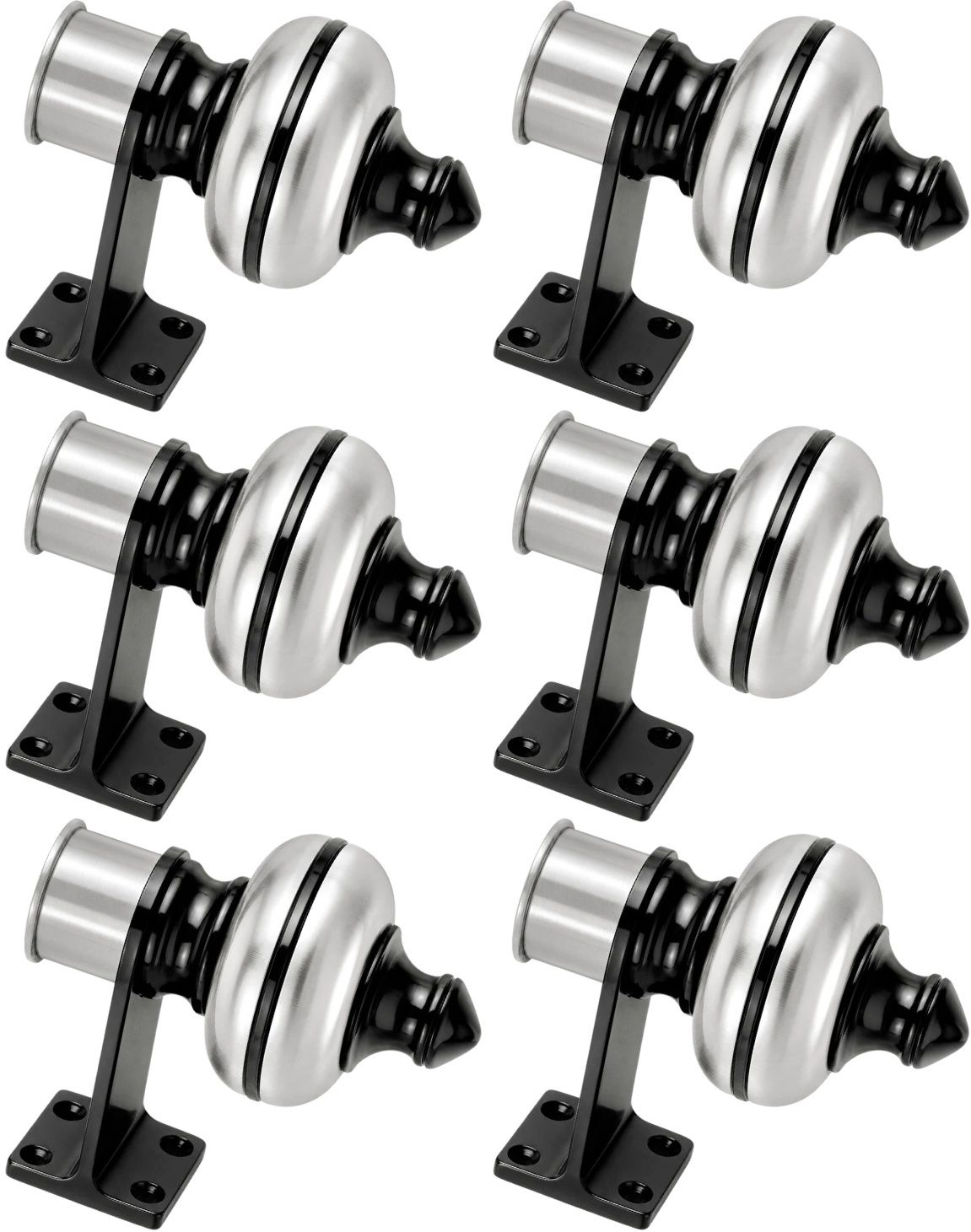 ghazian Silver, Black Curtain Knobs, Rod Rail Bracket Metal-picture-0