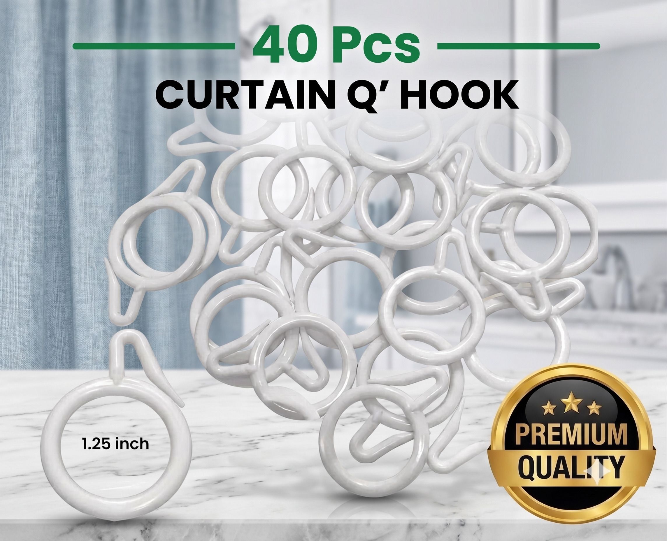 White Curtain Rings, Curtain Hooks-image-39