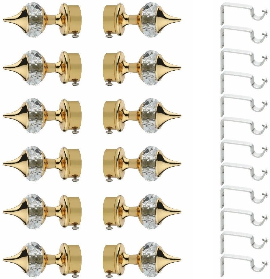 gloxy Gold Curtain Knobs, Curtain Hooks, Rod Rail Bracket Metal-picture-25