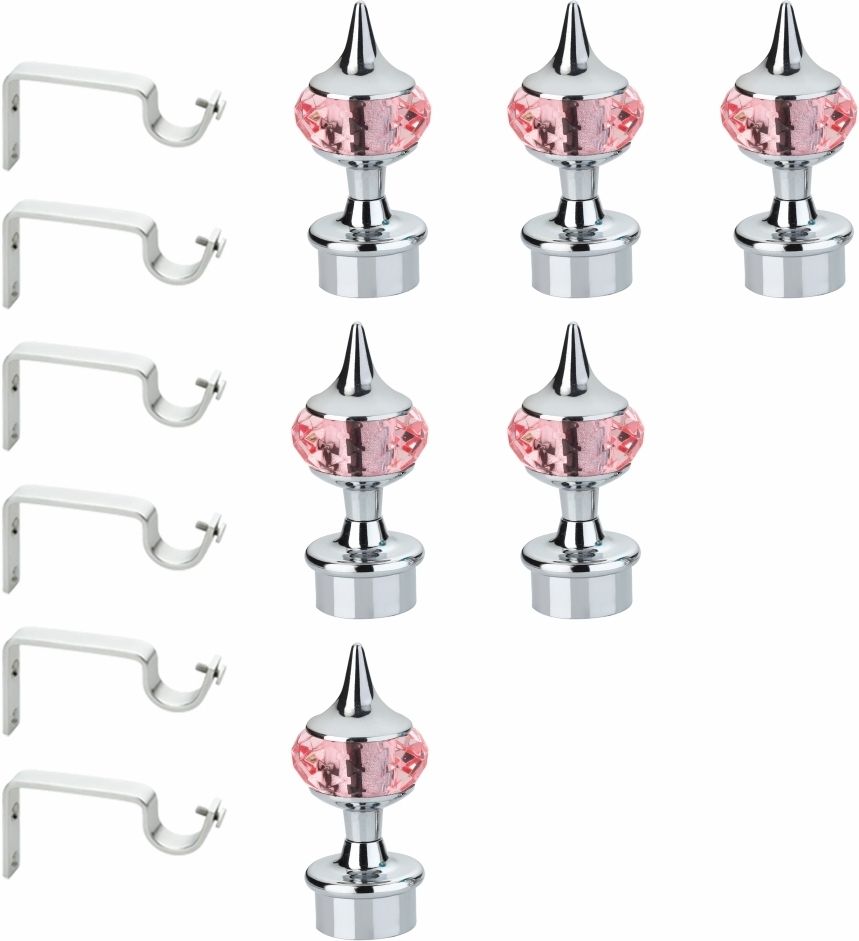 Silver, Pink Curtain Knobs, Curtain Hooks, Rod Rail Bracket Metal-image-26